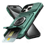 Magnetic Rotated Ring Kickstand Heavy Duty Drop Protection Wallet Case For iPhone