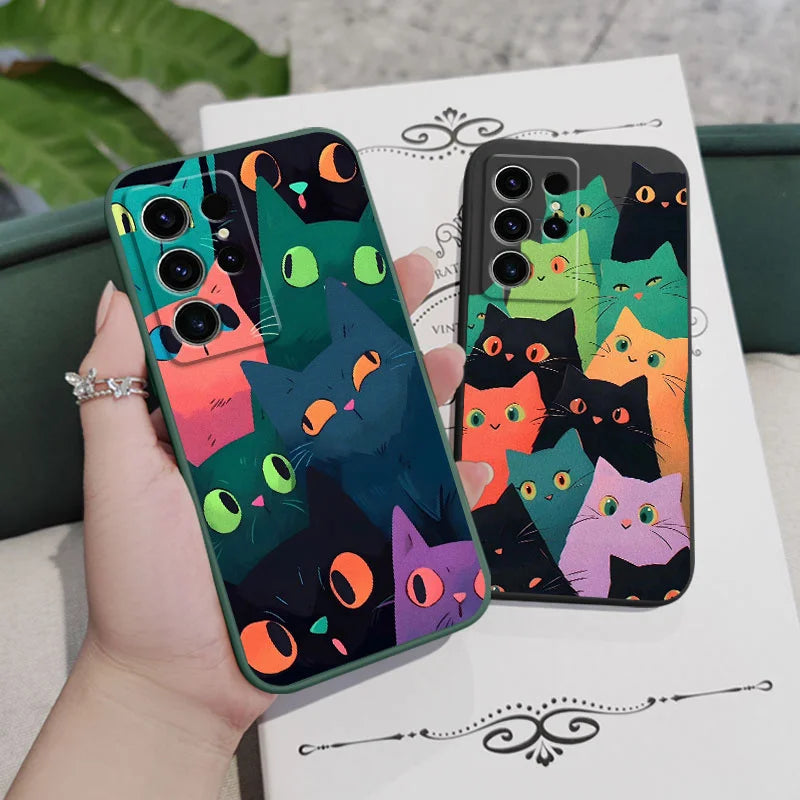 Custodia colorata per cellulare Cat per Samsung