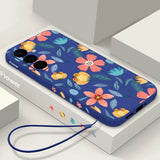 Colorful Flower Silicone Lanyard Case For Samsung