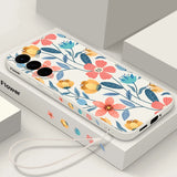 Colorful Flower Silicone Lanyard Case For Samsung