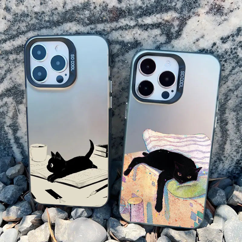 Cute Cat Goblet Drink Couple Phone Case For iPhone