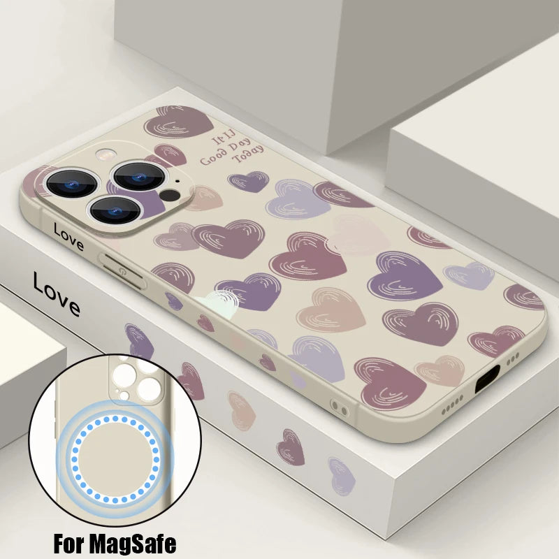 Cute Love Heart Magnetic Shockproof Case For iPhone