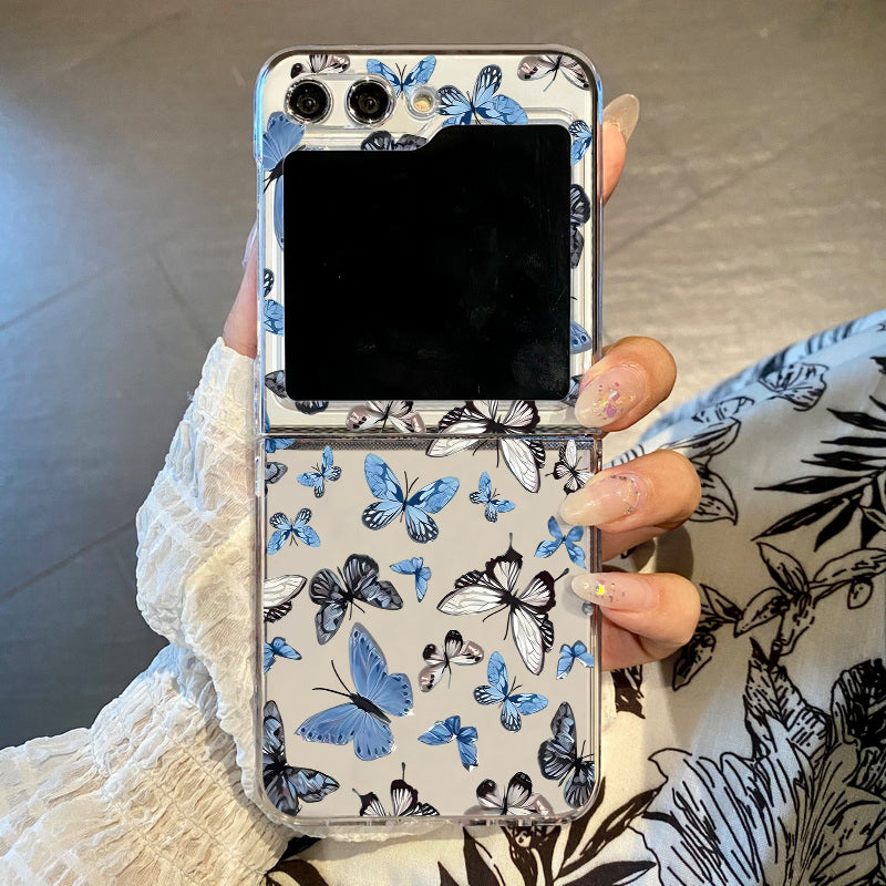 Flowers Bowknot Pattern Clear Phone Case For Samsung Z Flip7 6 5 4 3