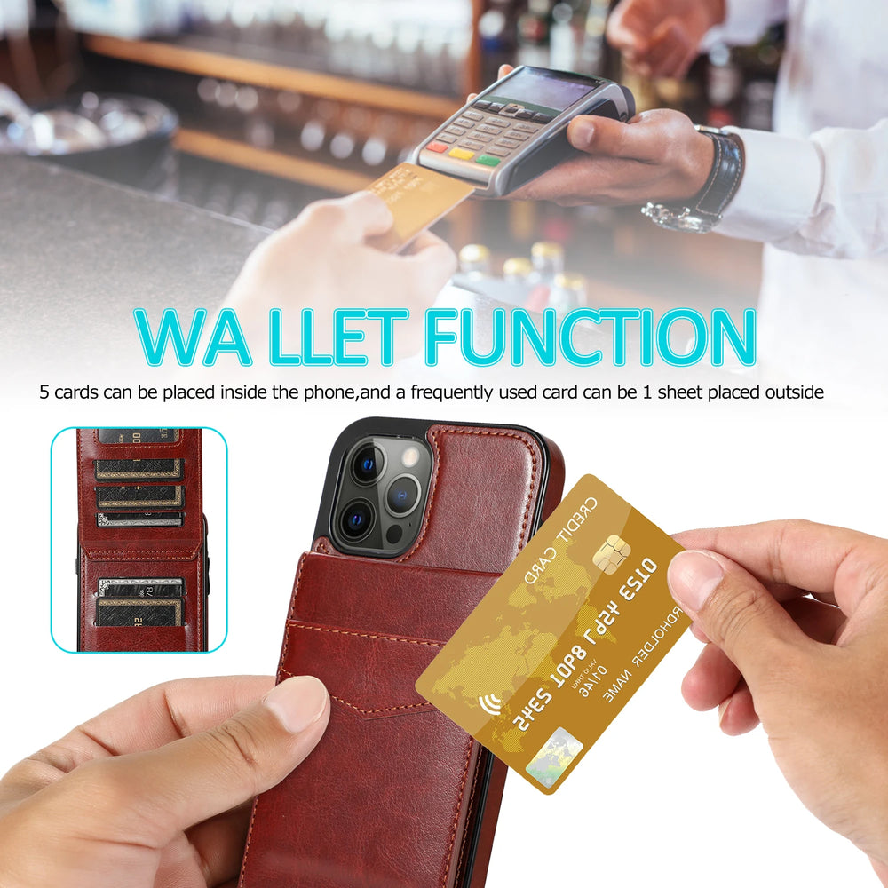 Flip Leather Magnetic Card Holder Wallet Case for IPhone