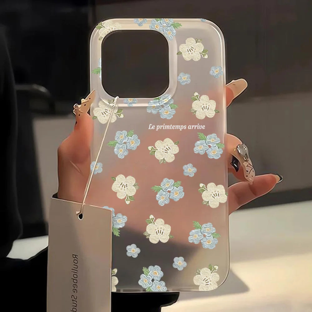 Translucent Slim Silky Skin Flowers Phone Case For iPhone