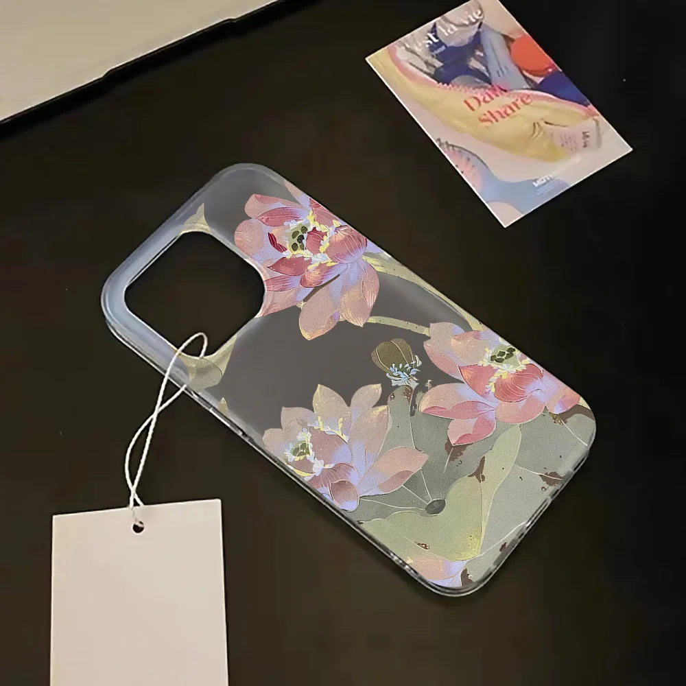 Translucent Slim Silky Skin Flowers Phone Case For iPhone