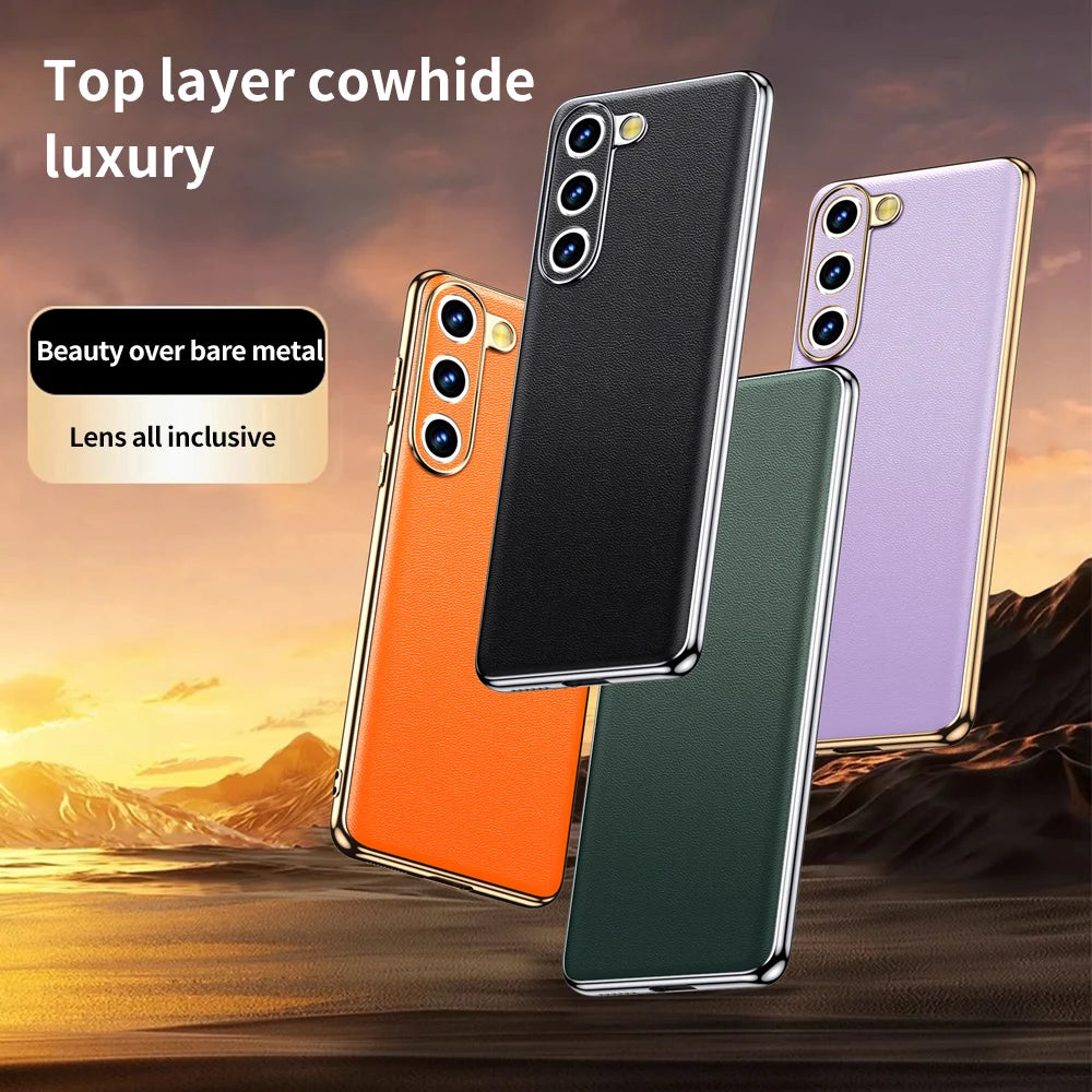 Genuine Cowhide Leather Phone Case for Samsung Galaxy
