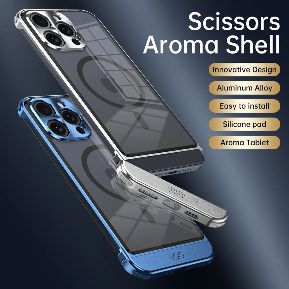 High end Aluminum Alloy Magnetic Aromatherapy Phone Case For iPhone