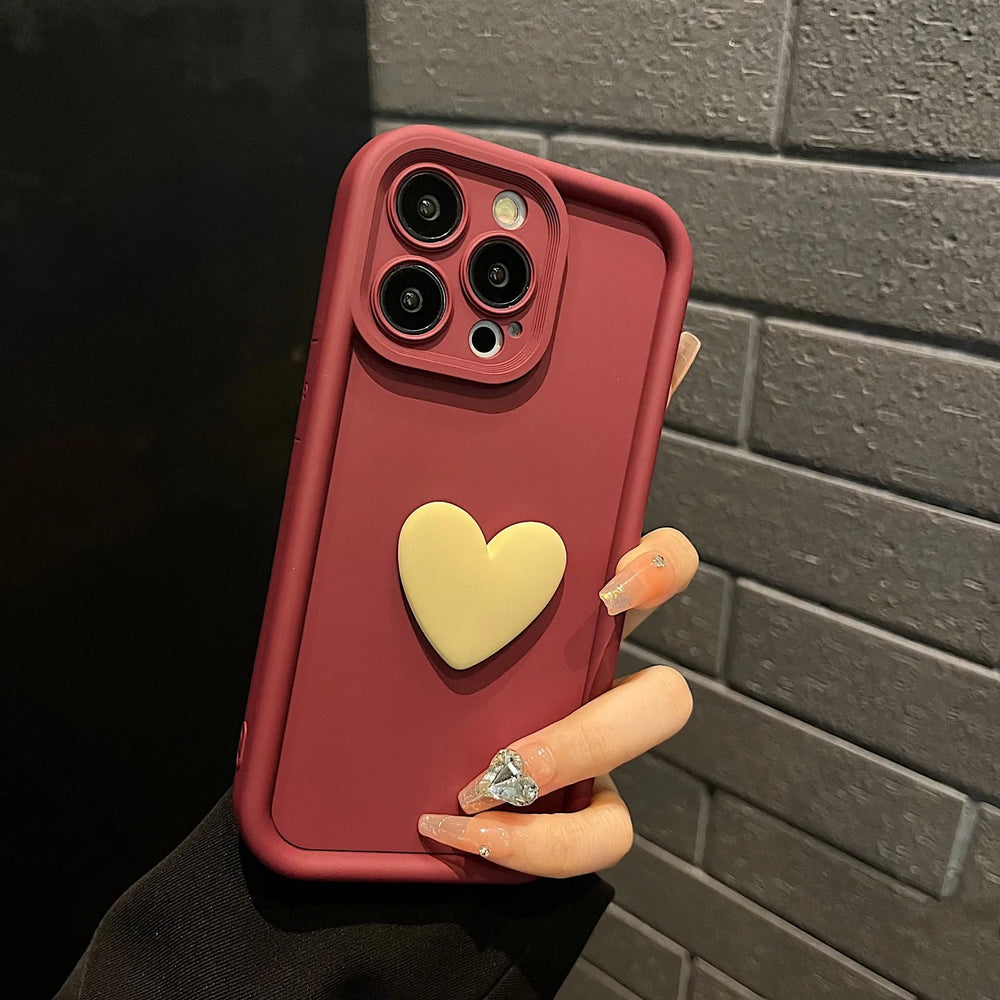Cute 3D Love Heart Silicone Candy Phone Case For iPhone