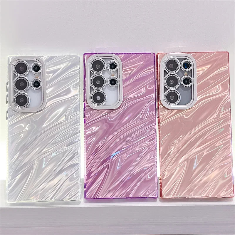 Hard PC Glitter Laser Ripple Marble Case For Samsung