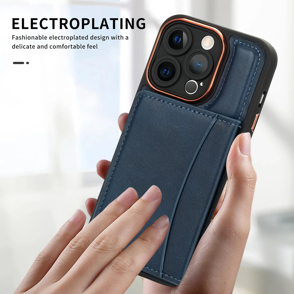 Leather Magnetic Slot Card Holder Phone Case For iPhone