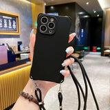 Liquid Silicone Necklace Lanyard Cord Strap Phone Case For IPhone