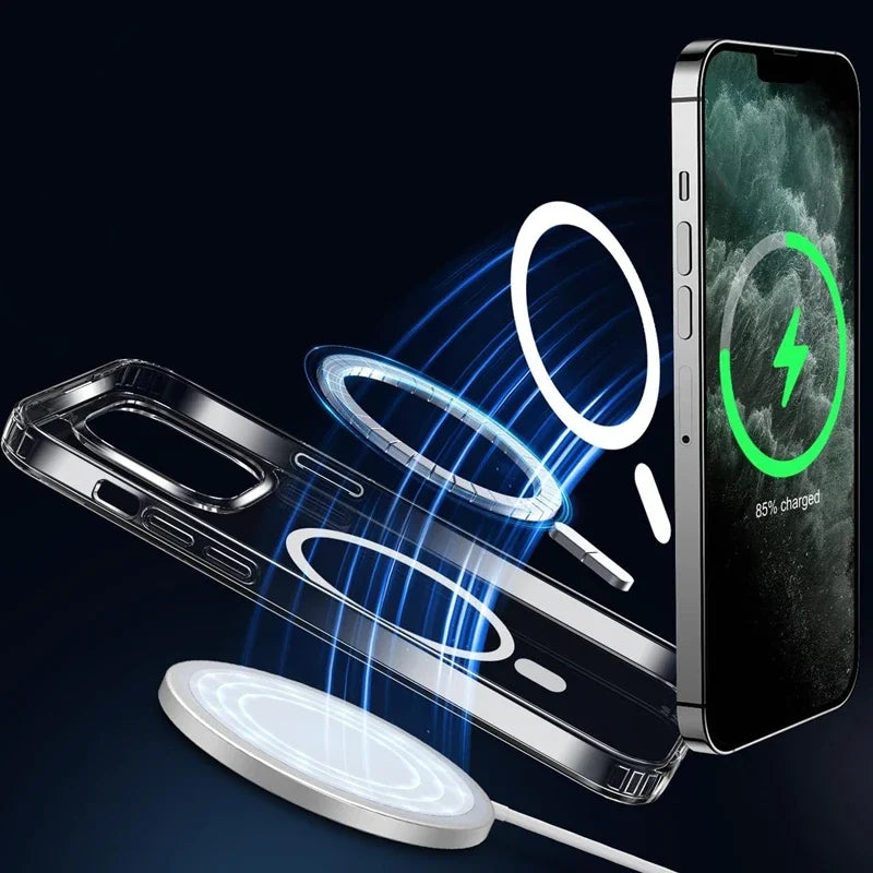 Magnetic Wireless Charger Clear Case For iPhone