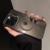 Luxury Glitter Clear Camera Holder Case For iPhone