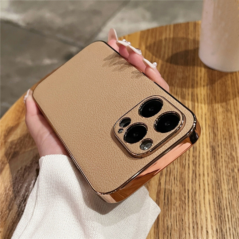 Luxury Lambskin Leather Plating Phone Case For IPhone