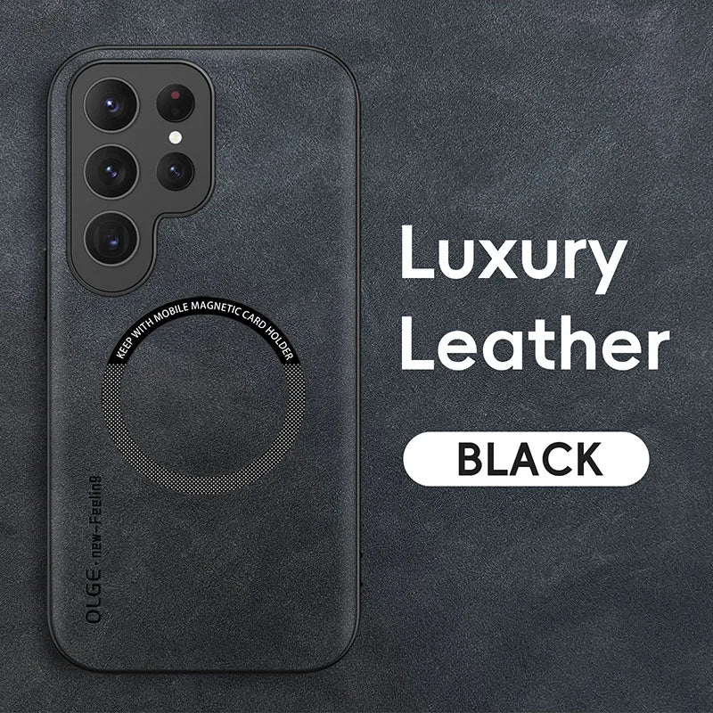 Luxury Leather Magnetic Case For Samsung