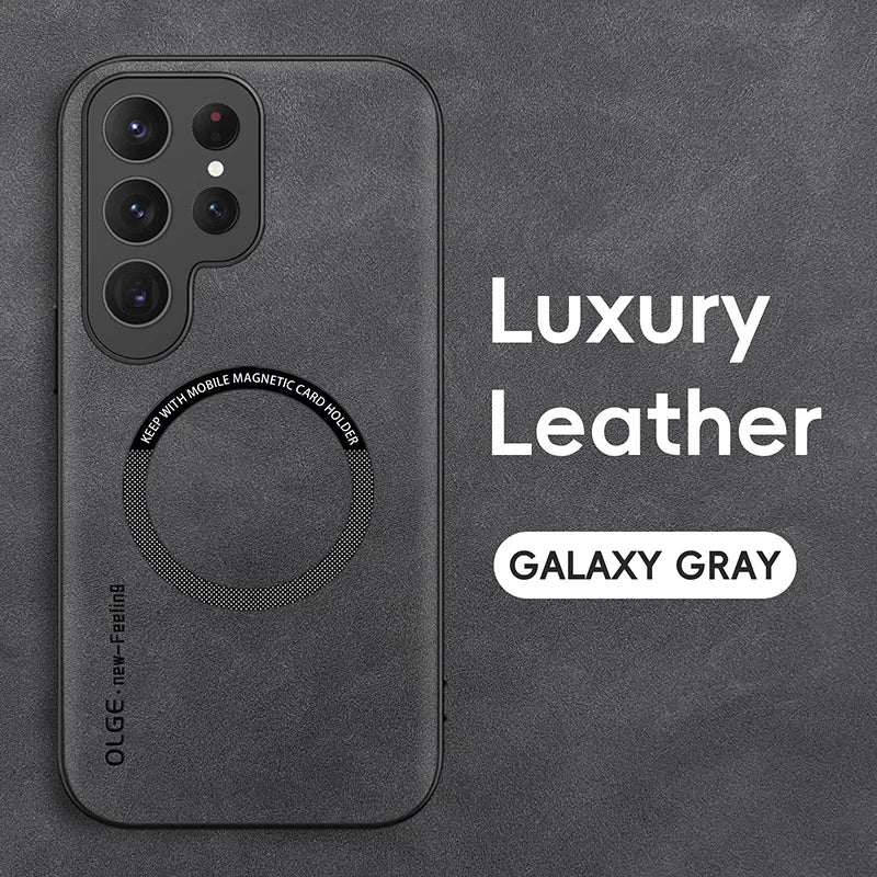 Luxury Leather Magnetic Case For Samsung