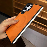 Luxury Matte Leather Magnetic Wireless Charge Case For Samsung