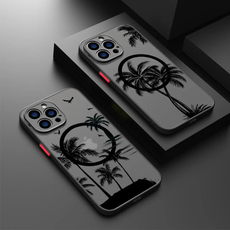 Magnetic Coconut Palm Pattern Case For iPhone