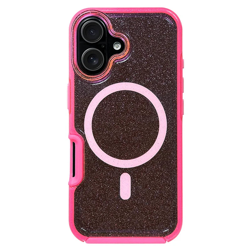 Magnetic Neon Color Glitter Clear Shockproof Case For iPhone