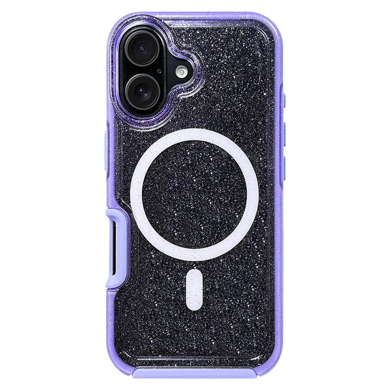 Magnetic Neon Color Glitter Clear Shockproof Case For iPhone