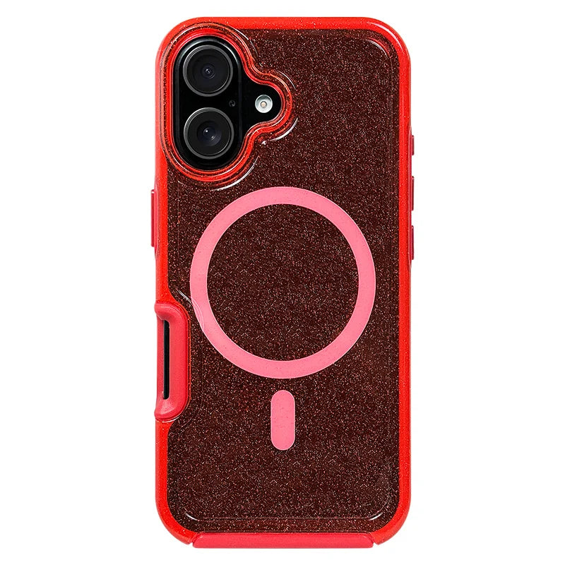 Magnetic Neon Color Glitter Clear Shockproof Case For iPhone