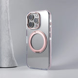 Wireless Charging Clear Hard PC Rotatable Kickstand Holder Phone Case For iPhone