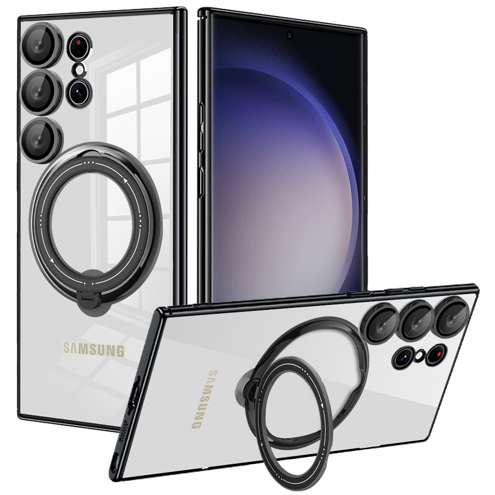 Plating Ring Magnetic Transparent Phone Case For Samsung