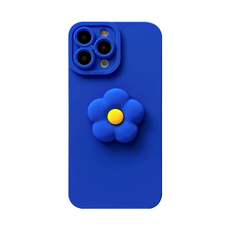 아이폰용 귀여운 컬러 3D 꽃 심플한 블루 케이스 