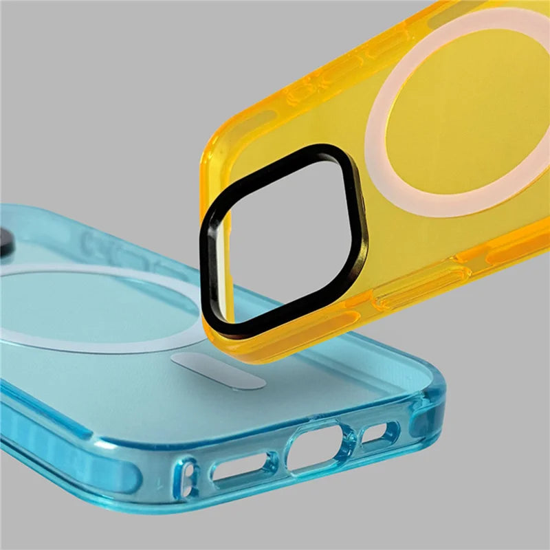 Neon color Clear Shockproof Wireless Charging Case for iPhone