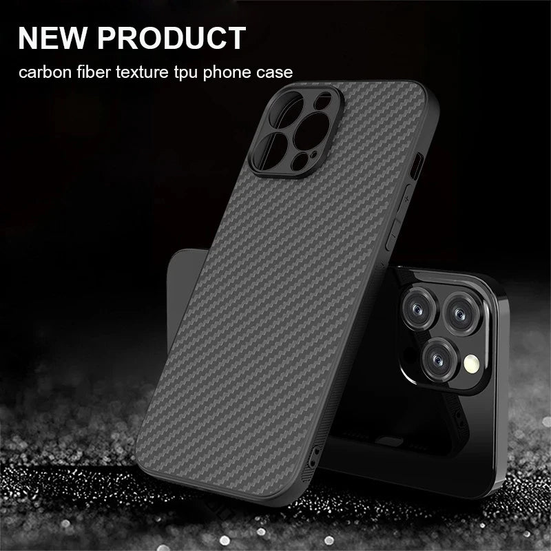 Ultra-thin Soft TPU Carbon Fiber Protect Back Cover Case For iPhone