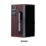 Electroplating Touch Pen PU Leather Holder Phone Case For Samsung Z FOLD
