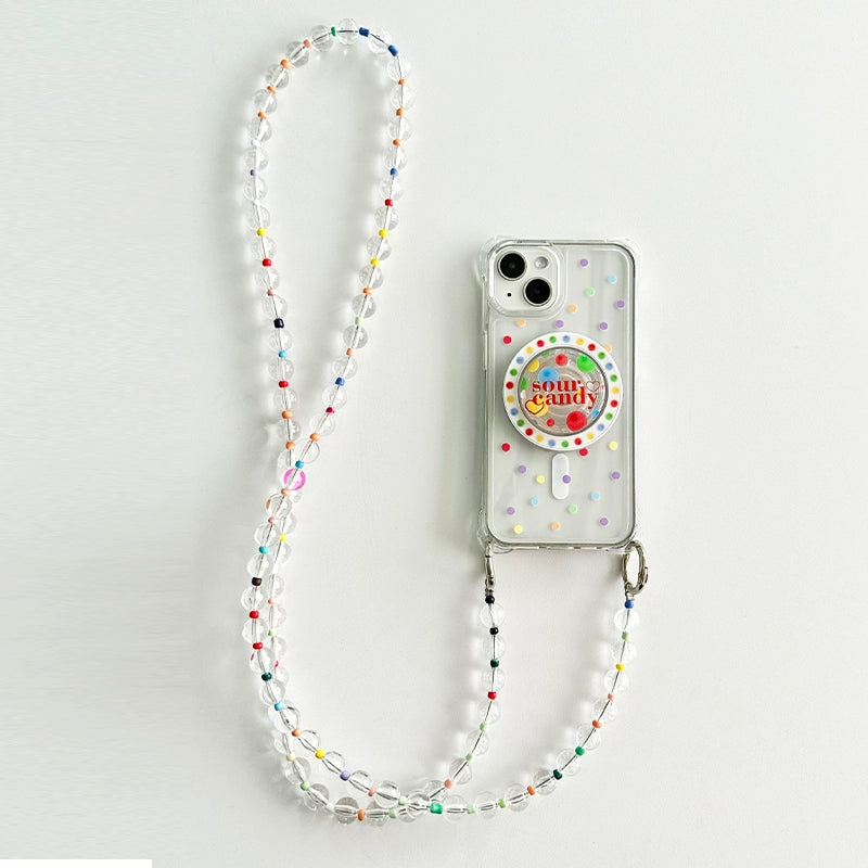 Colorful Polka Dot Magnetic Lanyard Phone Case For iPhone