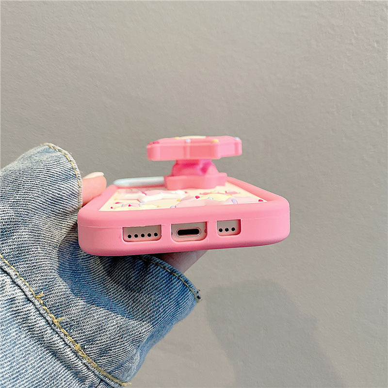 3D Pink Star Stand Phone Case For iPhone