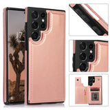 Wallet Double Button Leather Case For Samsung