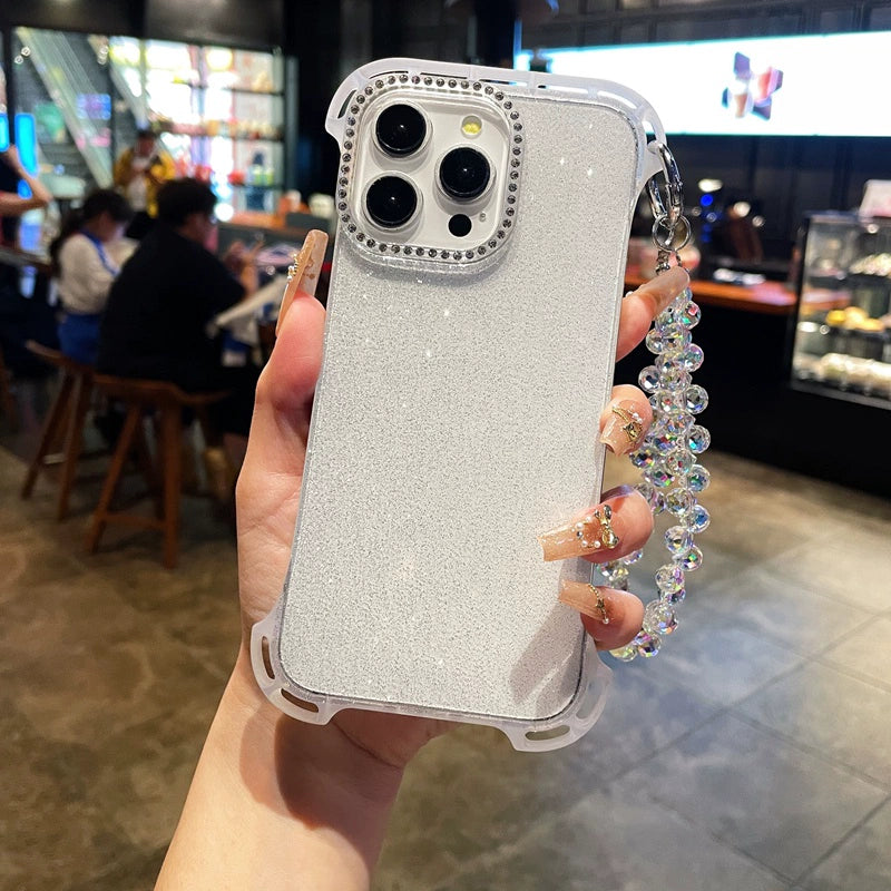 Four Corner Hanging Hole Glitter Powder Borderless Phone Case For iPhone