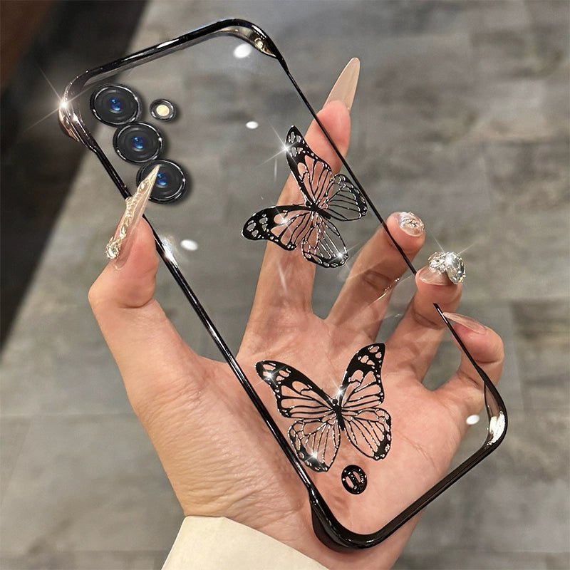 Frameless Butterfly Transparent Hard Phone Case For Samsung