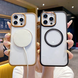 Contrast Color Metal Ring Magnetic Shell Phone Case For iPhone