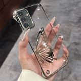 Frameless Butterfly Transparent Hard Phone Case For Samsung