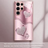 Curved Double Heart Pink Phone Case For Samsung
