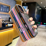 Contrast Color Metal Ring Magnetic Shell Phone Case For iPhone