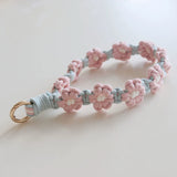 Braided Cotton Rope Flower Phone Chain Lanyard