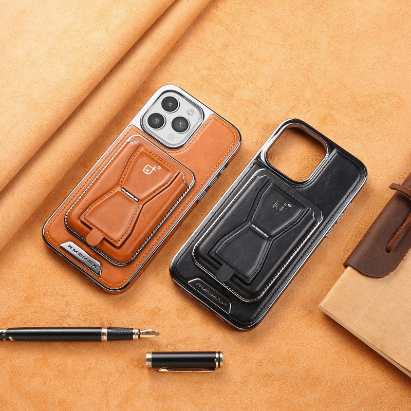 Business Leather Card Holder Magnetic Case for IPhone