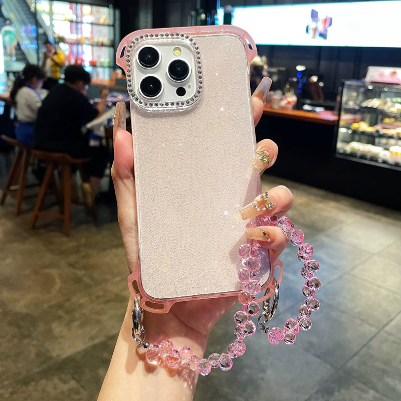 Four Corner Hanging Hole Glitter Powder Borderless Phone Case For iPhone