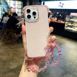 Four Corner Hanging Hole Glitter Powder Borderless Phone Case For iPhone