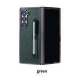 Electroplating Touch Pen PU Leather Holder Phone Case For Samsung Z FOLD