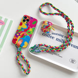 Graffiti Flower Woven Lanyard Phone Case for IPhone