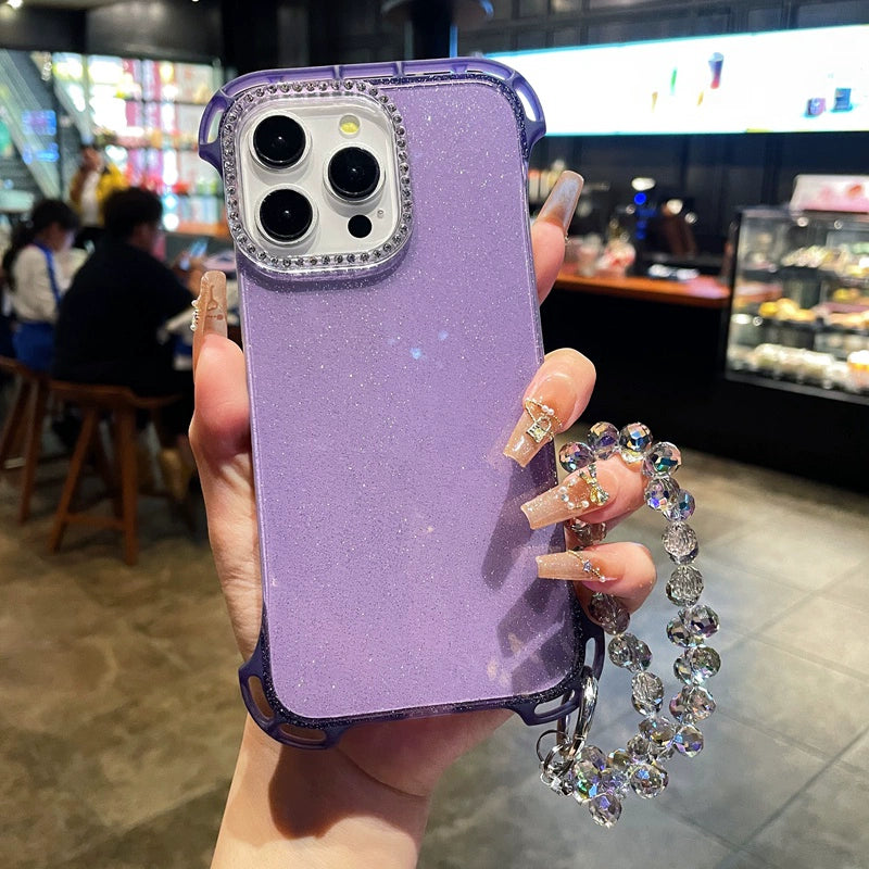 Four Corner Hanging Hole Glitter Powder Borderless Phone Case For iPhone