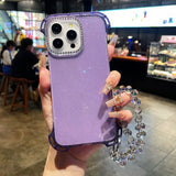Four Corner Hanging Hole Glitter Powder Borderless Phone Case For iPhone