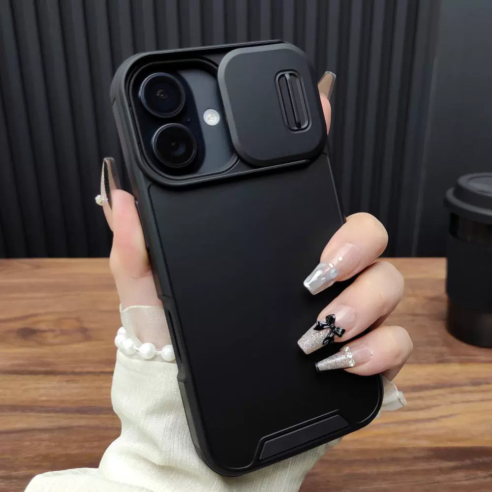 Sliding Cover Lens Airbag Anti-fall Wireless Charging Silicone Case For iPhone